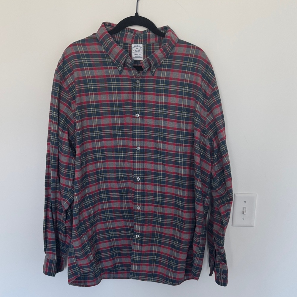 Brooks Brothers The Original Polo Shirt, Red and Blue Plaid, Cotton - Size XXL